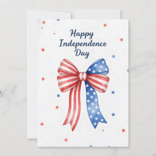 Patriotic Bow Happy July 4th! USA Independence Holiday Card
