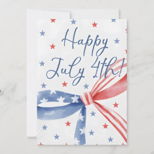Patriotic Bow Happy July 4th! USA Independence Holiday Card