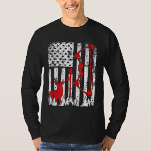 Patriotic Bow Hunting Deer Hunter Flag American Bo T-Shirt