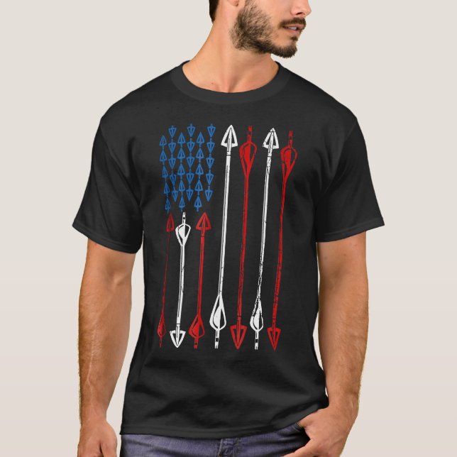 Patriotic Bow Hunting -Usa American Flag Arrows Te T-Shirt (Front)