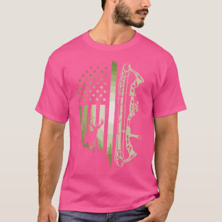 Patriotic Bowhunting Usa Flag Bow Archery Deer Hun T-Shirt