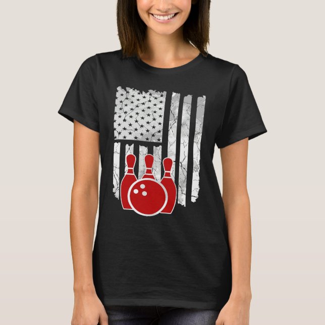 Patriotic Bowling Player Bowler T-Shirt (Front)