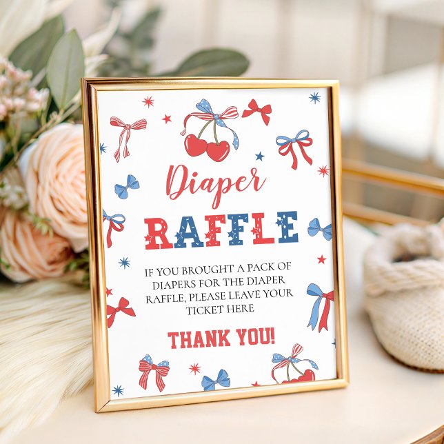 Patriotic Bows Diaper Raffle Table Sign 8x10 (Creator Uploaded)