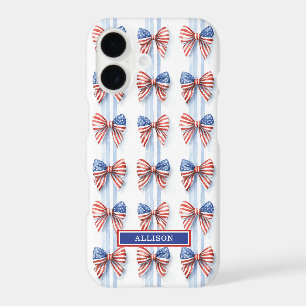 Patriotic Bows On Stripes Monogrammed Case-Mate iP