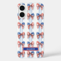 Patriotic Bows On Stripes Monogrammed Case-Mate iP