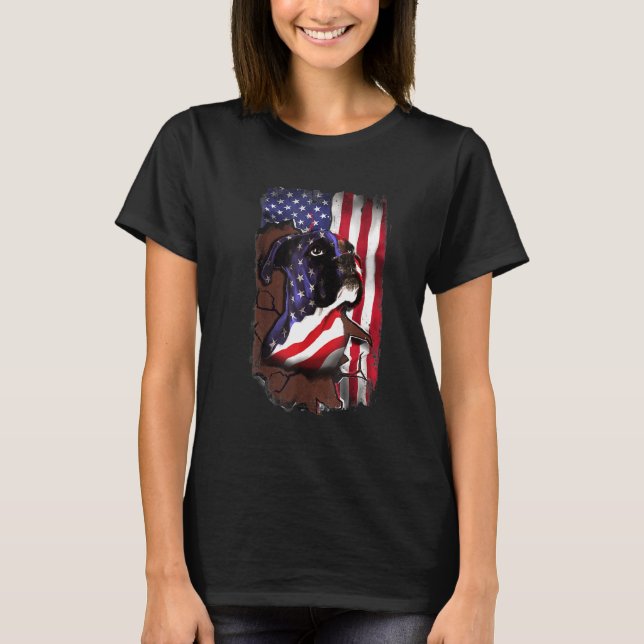 Patriotic Boxer American Flag Usa Dog T-Shirt (Front)