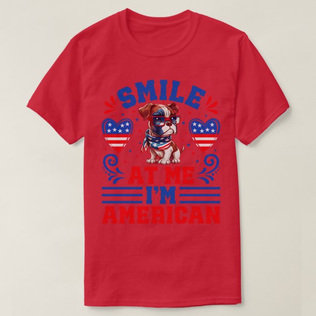 Patriotic Boxer Dog 4 T-Shirt (Design Front)