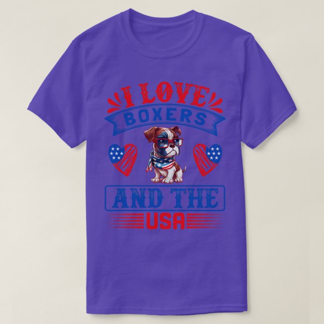 Patriotic Boxer Dog 5 T-Shirt (Design Front)