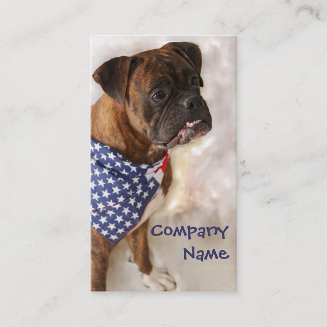 Patriotic Boxer Dog Business Cards (Front)