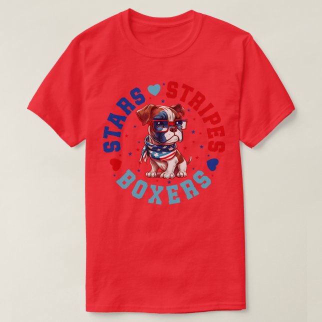 Patriotic Boxer Dog For 4th Of July Celebration T-Shirt (Design Front)
