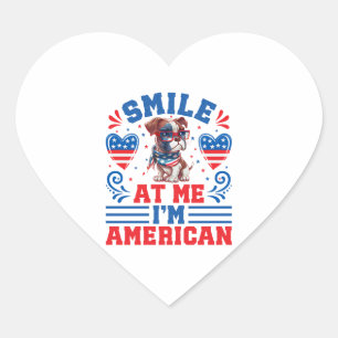 Patriotic Boxer Dog for 4th Of July Heart Sticker
