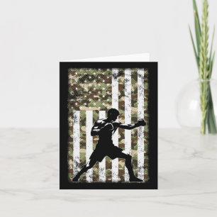 Patriotic Boxer Fighter Camo Usa Flag 4th Of July  Card