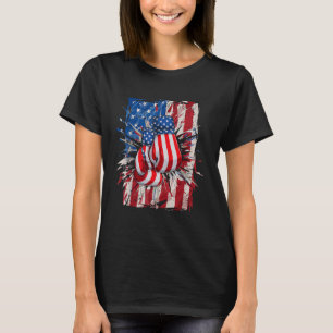 Patriotic Boxing 4th of July Men USA American Flag T-Shirt