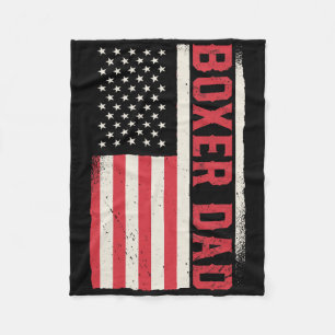 Patriotic Boxing Coach Boxer Dad American Flag Fleece Blanket