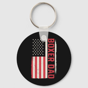Patriotic Boxing Coach Boxer Dad American Flag Key Ring