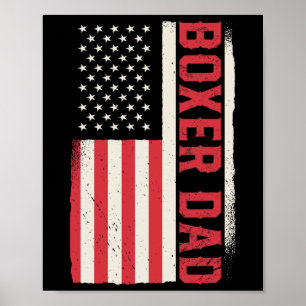 Patriotic Boxing Coach Boxer Dad American Flag  Poster