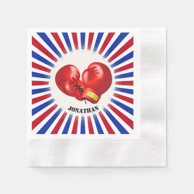 Patriotic Boxing Gloves Design Paper Napkins (Front)