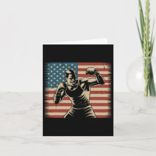 Patriotic Boxing Usa Flag Vintage Boxing Player 4t Card