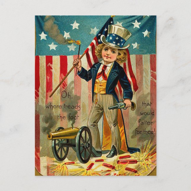 Patriotic Boy Postcard (Front)