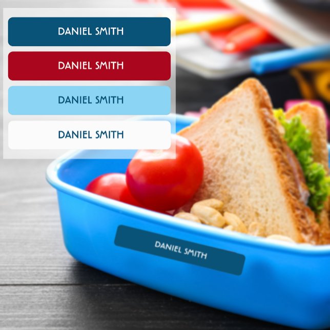 Patriotic Boy School Daycare Name (Red, White, and Blue School Name Tag Stickers)