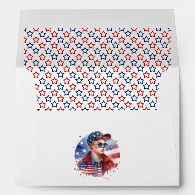 Patriotic Boy “Stars, Stripes & Fun” Birthday Envelope (Back (Bottom))