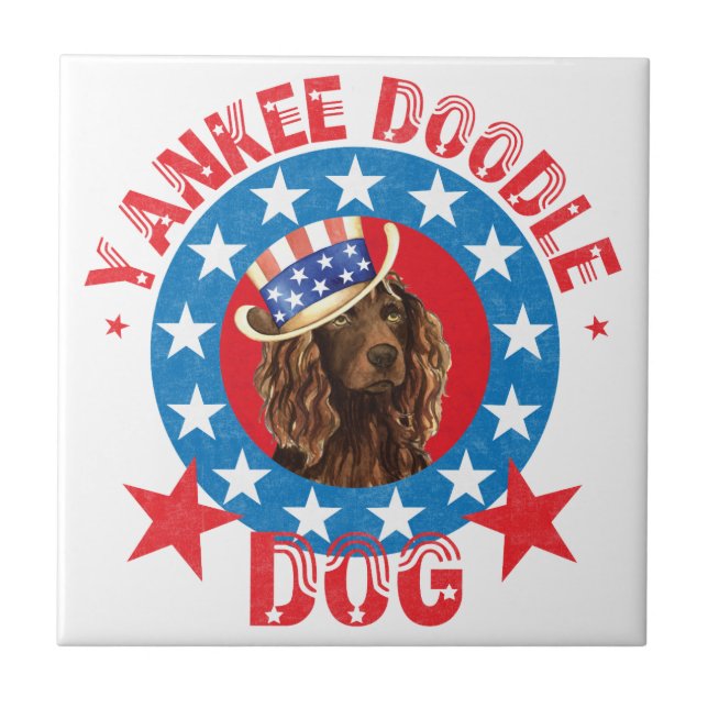 Patriotic Boykin Spaniel Tile (Front)