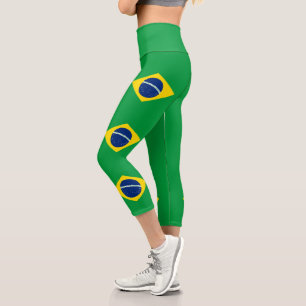 Patriotic Brazil Flag Capri Leggings