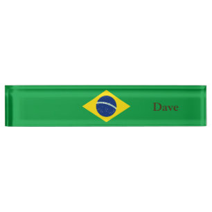 Patriotic Brazil Flag Nameplate