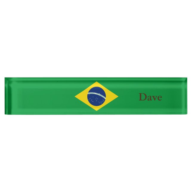 Patriotic Brazil Flag Nameplate (Front)