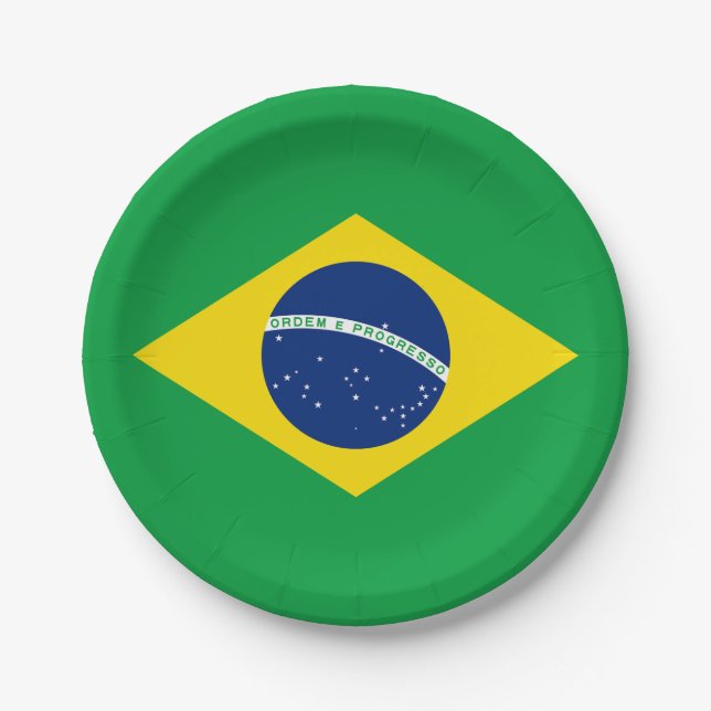 Patriotic Brazil Flag Paper Plate (Front)