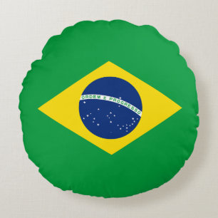 Patriotic Brazil Flag Round Cushion