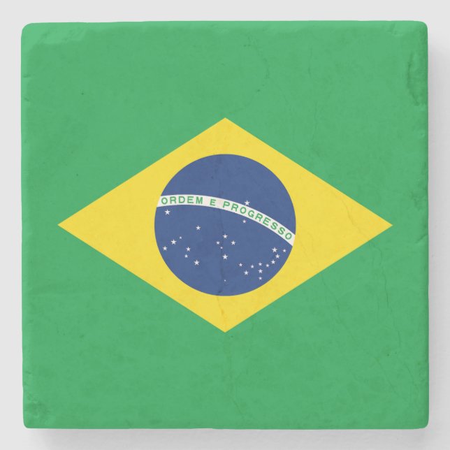 Patriotic Brazil Flag Stone Coaster (Front)