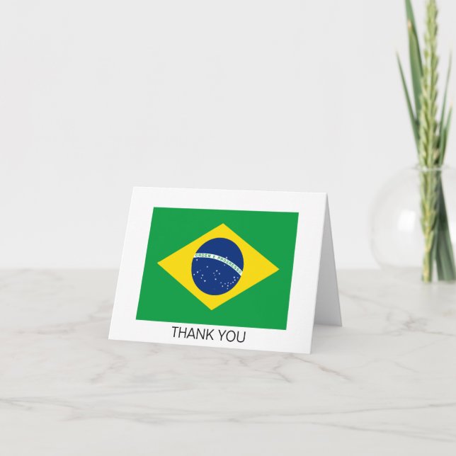 Patriotic Brazil Flag Thank You Card (Front)