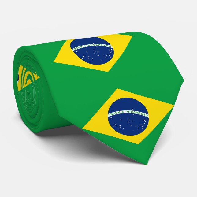 Patriotic Brazil Flag Tie (Rolled)