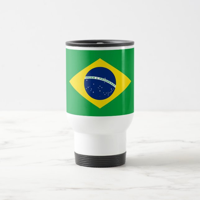 Patriotic Brazil Flag Travel Mug (Center)