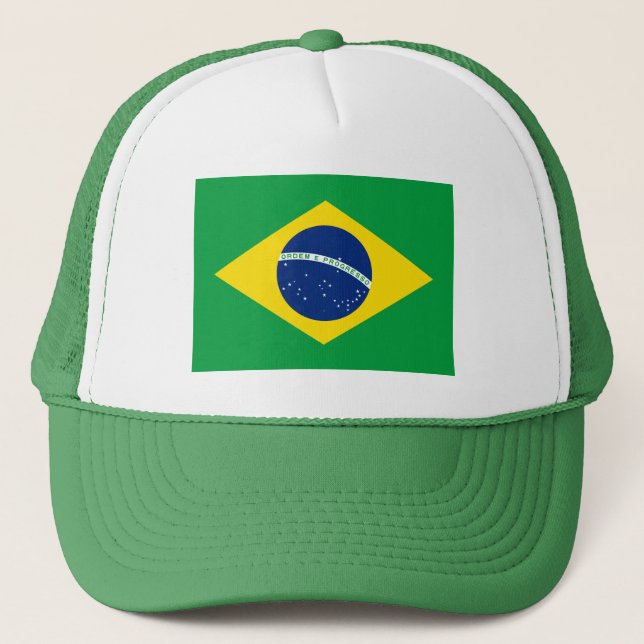 Patriotic Brazil Flag Trucker Hat (Front)