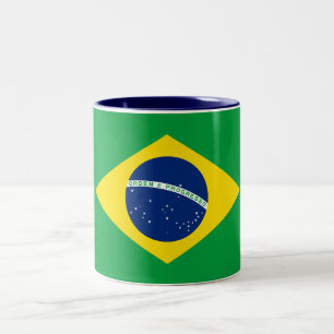 Patriotic Brazil Flag Two-Tone Coffee Mug