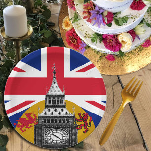 Patriotic Britain, British Flag & Dragon, Rampant Paper Plate