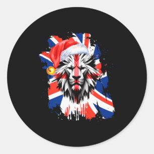 Patriotic British Christmas Uk English Flag Premiu Classic Round Sticker