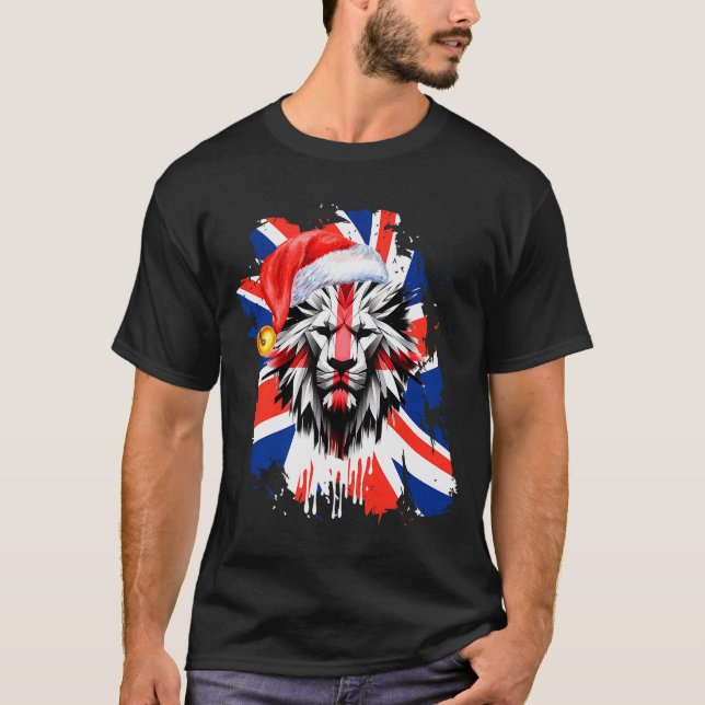 Patriotic British Christmas Uk English Flag Premiu T-Shirt (Front)