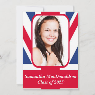 Patriotic British flag photo graduation Invitation