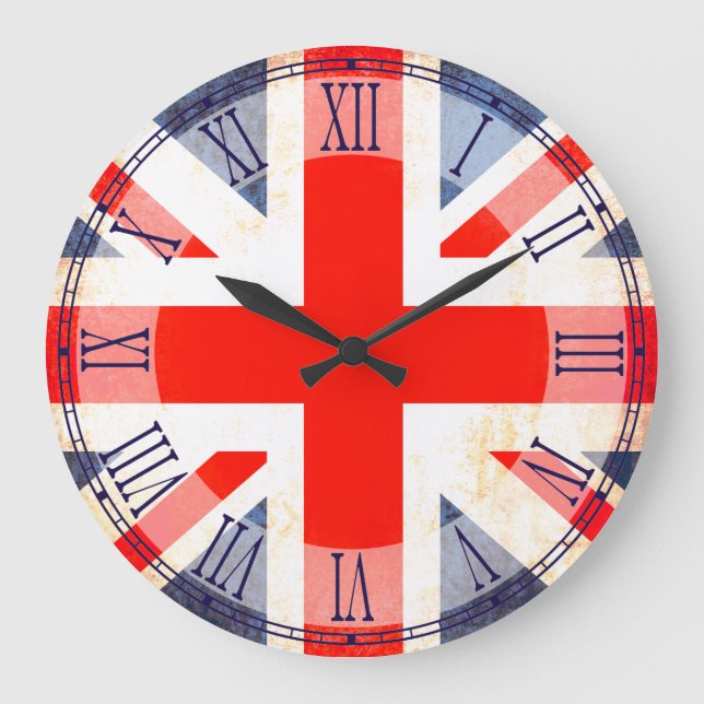 Patriotic British flag roman numeral wall clock (Front)
