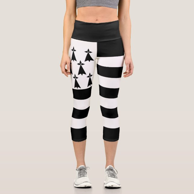 Patriotic Brittany Flag Capri Leggings (Front)