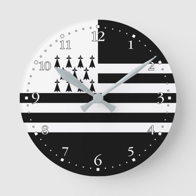 Patriotic Brittany Flag Round Clock (Front)