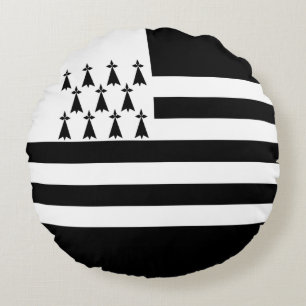Patriotic Brittany Flag Round Cushion