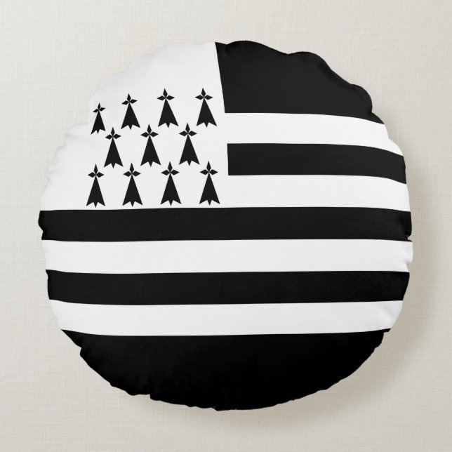 Patriotic Brittany Flag Round Cushion (Front)