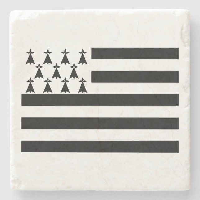 Patriotic Brittany Flag Stone Coaster (Front)