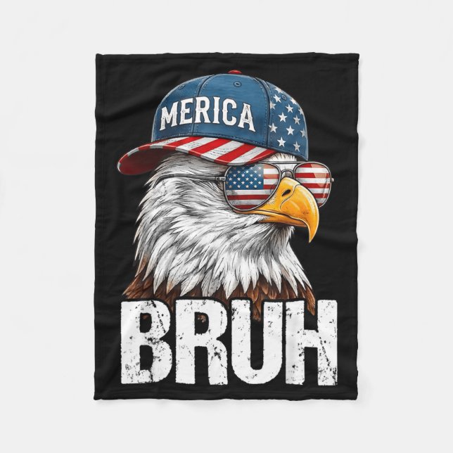 Patriotic Bro Eagle Usa Flag Funny Fourth 4th Of Fleece Blanket (Front)