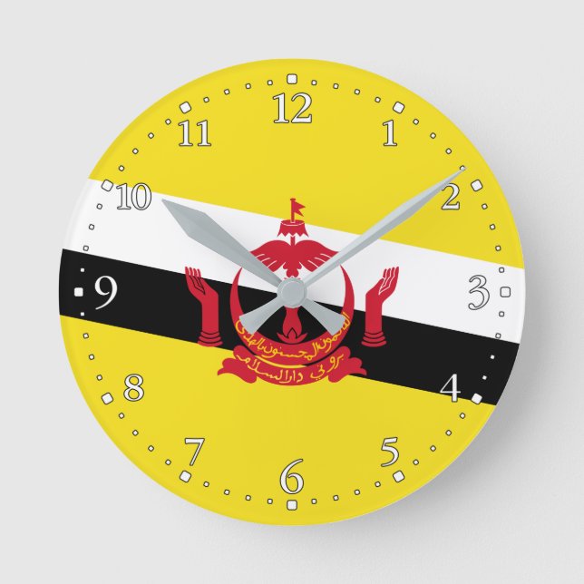 Patriotic Brunei Flag Round Clock (Front)