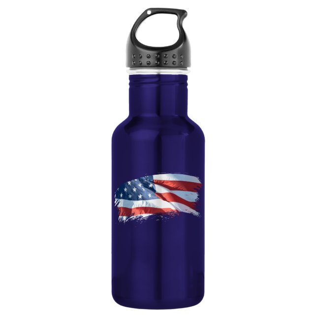 Patriotic Brush Stroke American Flag 532 Ml Water Bottle (Front)